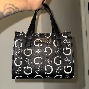 GUESS Black and Cream Satchel